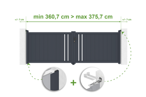 Adjustable swing gate width 3.5m GIONA H.120cm gray aluminum main_image