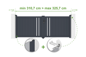 Justerbar svänggrind bredd 3m GIONA H.120cm grå aluminium main_image