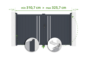 Adjustable swing gate width 3m GIONA H.180cm gray aluminum main_image