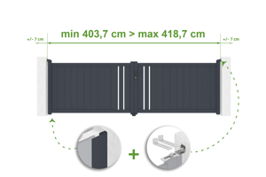 Verstellbares Drehtor Breite 4m GIONA H.120cm grau Aluminium main_image