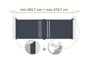 Adjustable swing gate width 4m GIONA H.140cm gray aluminum main_image