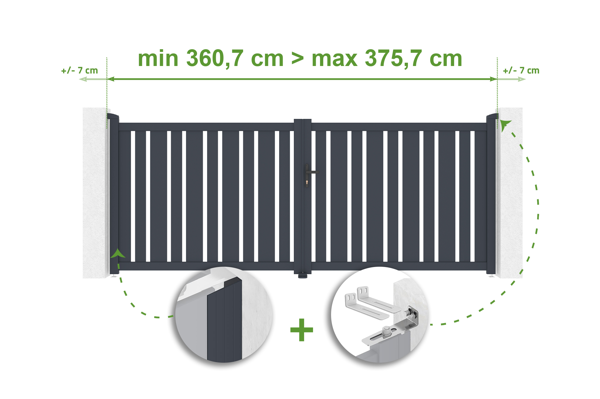 Verstelbare draaipoort breedte 3,5m VEYMONT H.140cm grijs aluminium main image