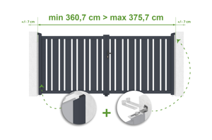 Adjustable swing gate width 3.5m VEYMONT H.160cm gray aluminum main_image