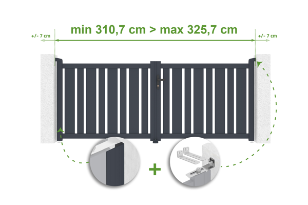 Verstellbares Drehtor Breite 3m VEYMONT H.120cm grau Aluminium main image