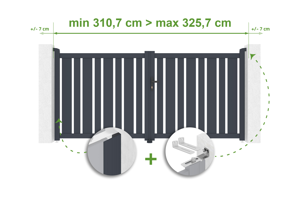 Adjustable swing gate width 3m VEYMONT H.140cm gray aluminum main_image