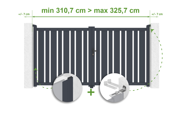 Verstelbare draaipoortbreedte 3m VEYMONT H.160cm grijs aluminium main image