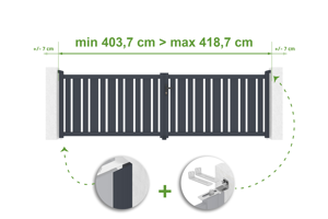 Adjustable swing gate width 4m VEYMONT H.120cm gray aluminum main_image