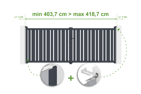 Verstellbares Drehtor Breite 4m VEYMONT H.160cm grau Aluminium main image
