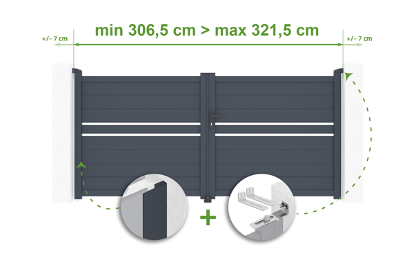 Verstellbares Flügeltor Breite 3m CIMONE H.140cm grau Aluminium main image