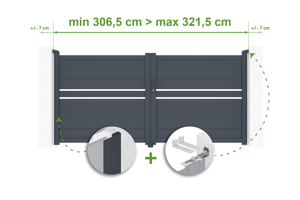 Adjustable swing gate width 3m CIMONE H.140cm gray aluminum main_image