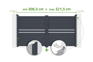 Adjustable swing gate in width 3m CIMONE H.160cm gray aluminum main_image