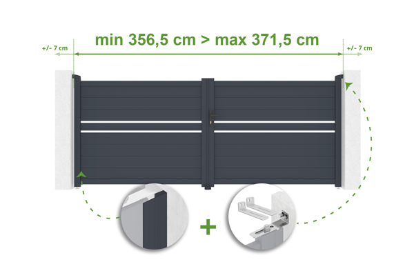 Verstellbares Schwingtor in Breite 3,5m CIMONE H.140cm grau Aluminium main image