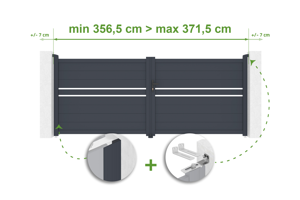 Verstelbare draaipoort in de breedte 3,5m CIMONE H.140cm grijs aluminium main_image