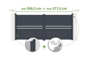 Adjustable swing gate in width 3.5m CIMONE H.160cm gray aluminum main_image