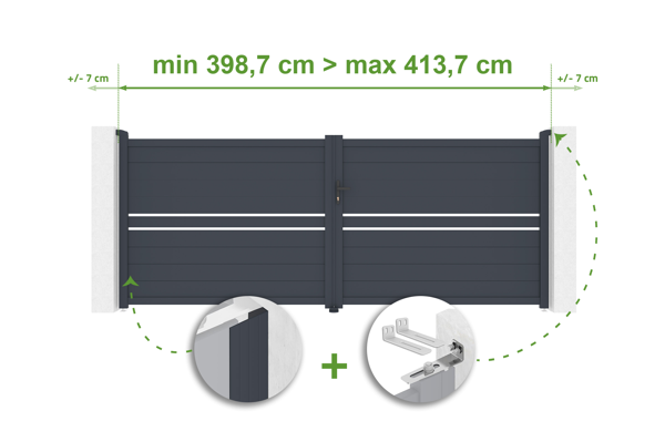 Adjustable swing gate in width 4m CIMONE H.160cm gray aluminum main image
