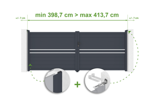 Verstellbares Drehtor in Breite 4m CIMONE H.160cm grau Aluminium main_image