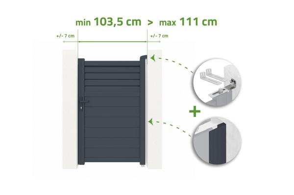 Gate adjustable in width 1m CARPATIA H.160cm gray aluminum main image