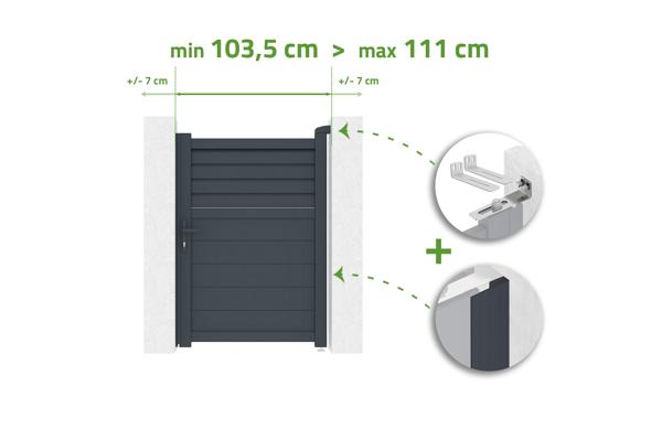 Tor in der Breite verstellbar 1m CARPATIA H.140cm grau Aluminium main image