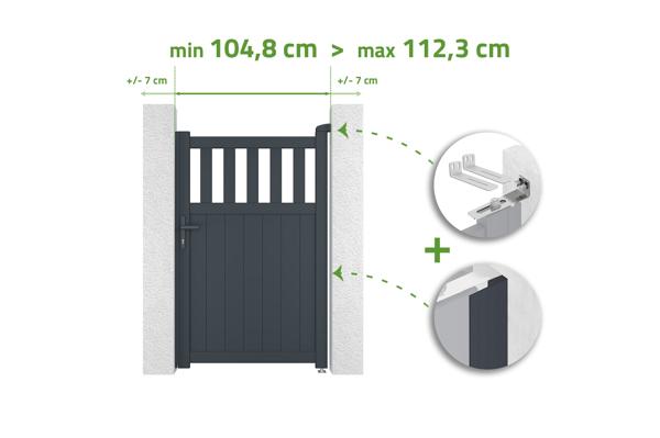 Verstelbare poortbreedte 1m SANTIS H.160cm grijs aluminium main image