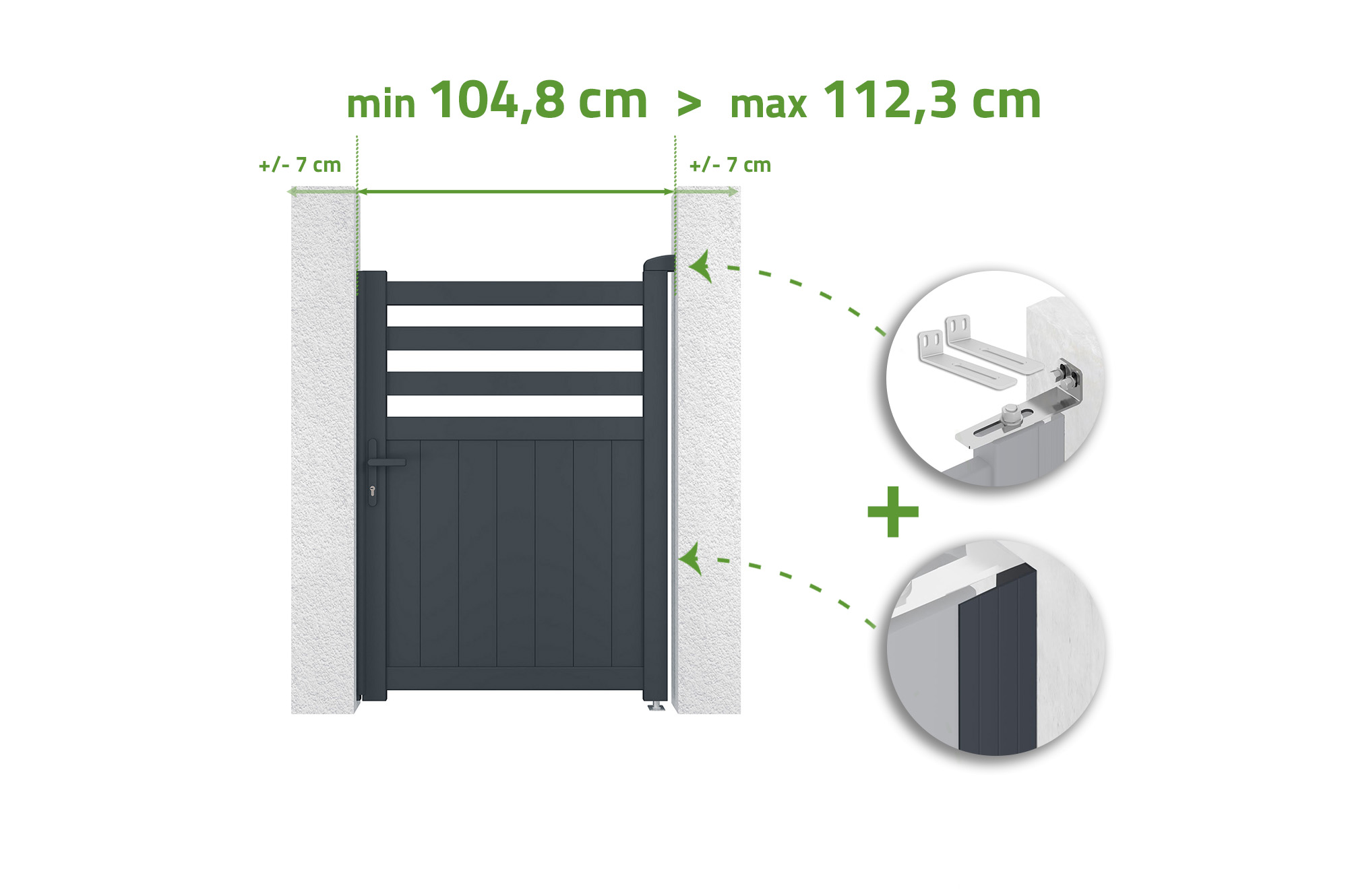 Gate adjustable in width 1m NEVIS H.140cm gray aluminum 1