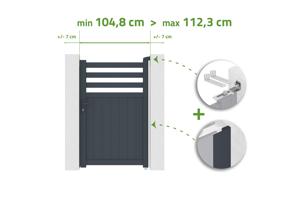 Verstelbare poortbreedte 1m NEVIS H.160cm grijs aluminium main_image