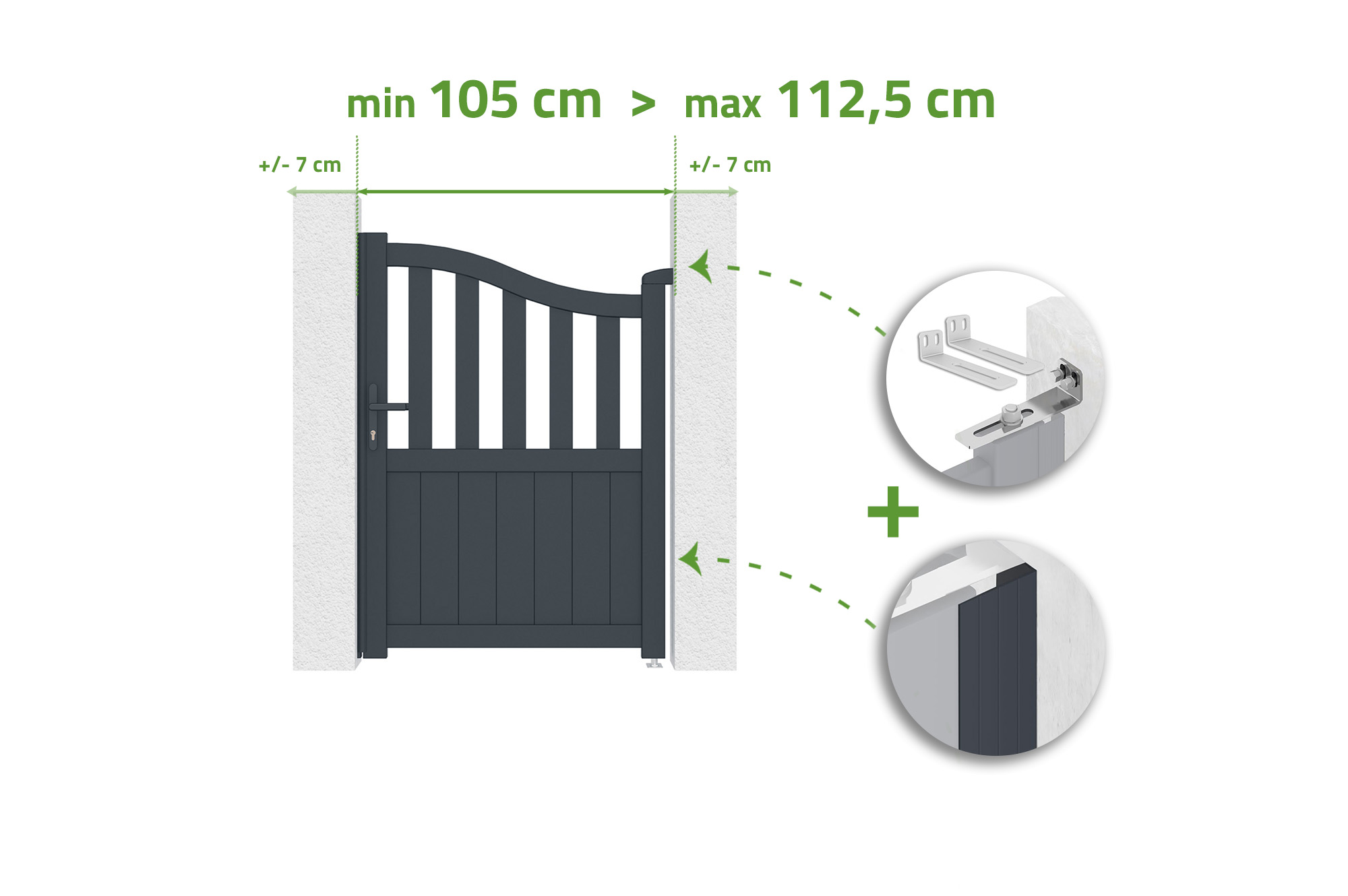 Gate adjustable in width 1m MEIJE H.140cm gray aluminum 1