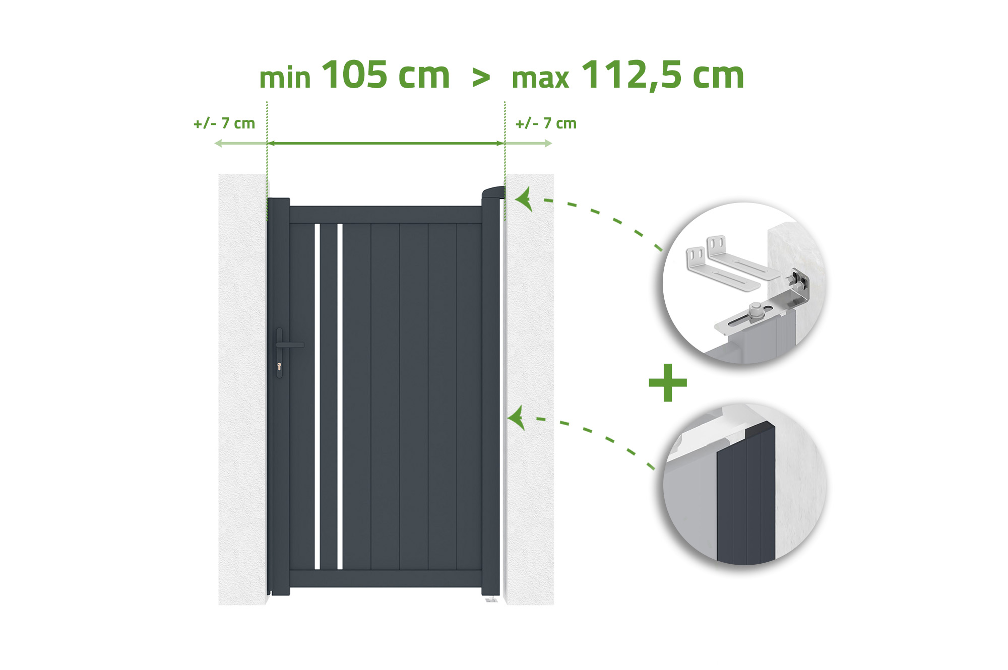 Brama regulowana o szerokości 1m GIONA H.180cm szare aluminium 1