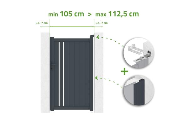 Portillon ajustable en largeur 1m GIONA H.180cm alu gris main image