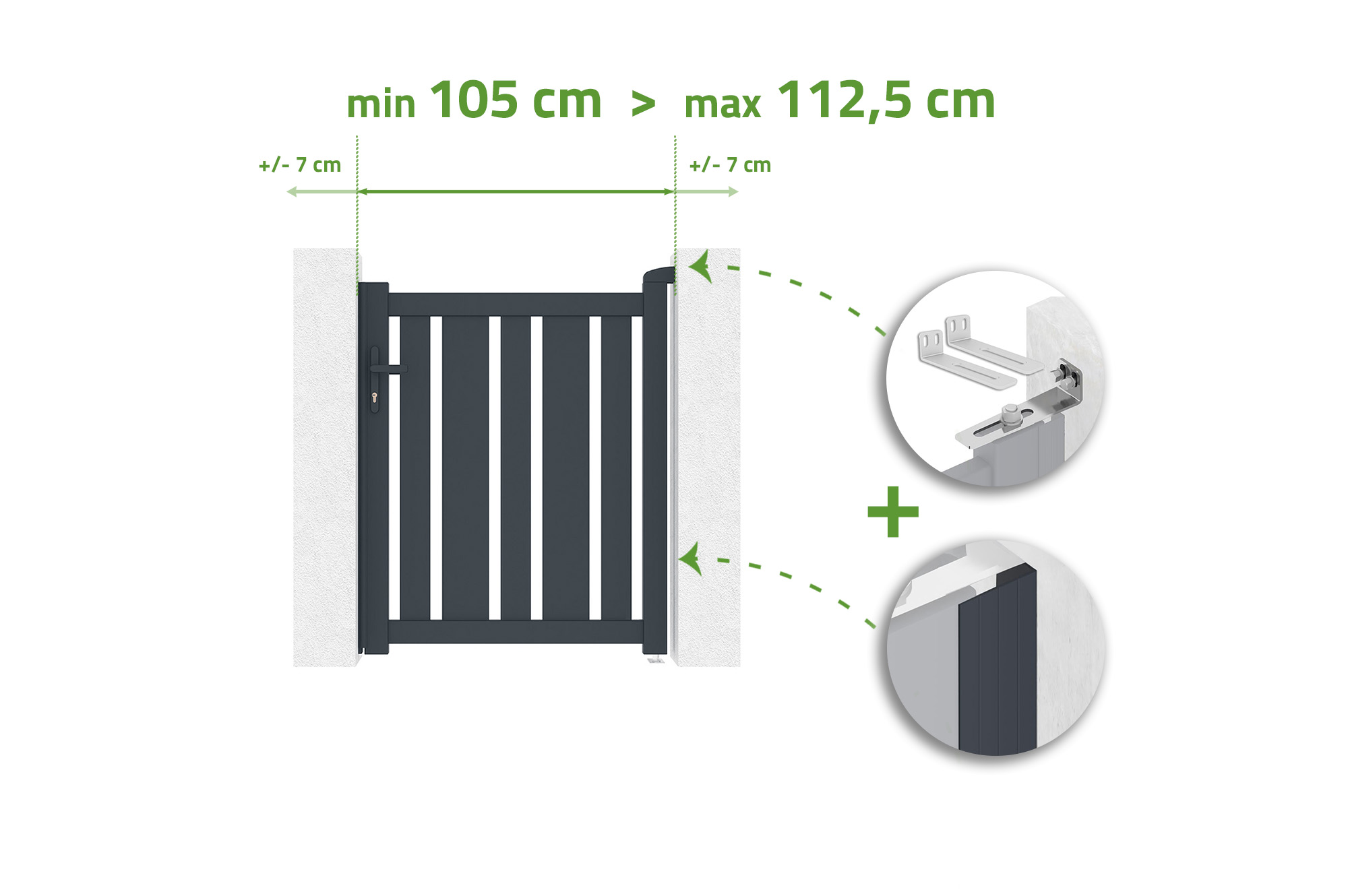 Adjustable gate width 1m VEYMONT H.120cm gray aluminum 1