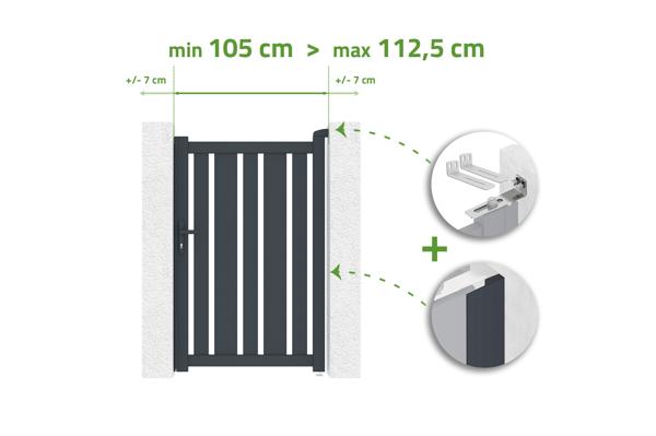Portillon ajustable en largeur 1m VEYMONT H.160cm alu gris main image