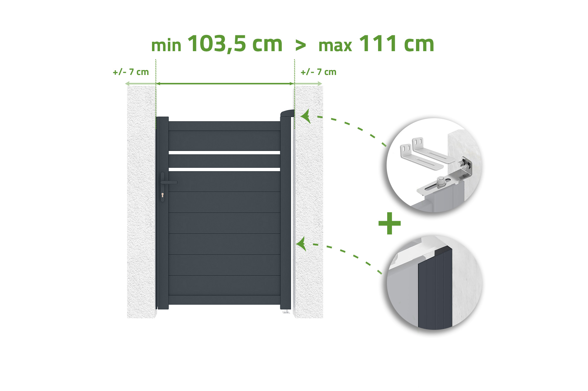Cancello regolabile in larghezza 1m CIMONE H.140cm grigio alluminio 1
