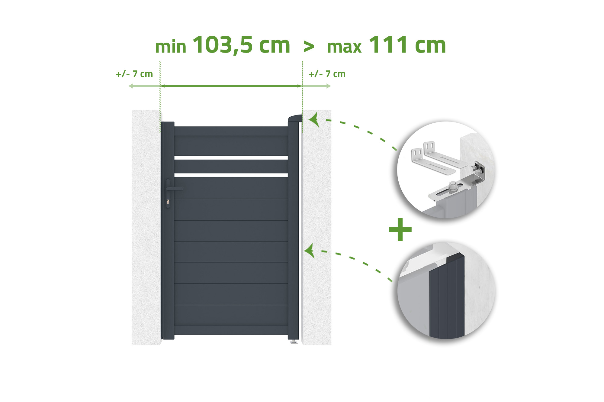 Portillon ajustable en largeur 1m CIMONE H.160cm alu gris 1