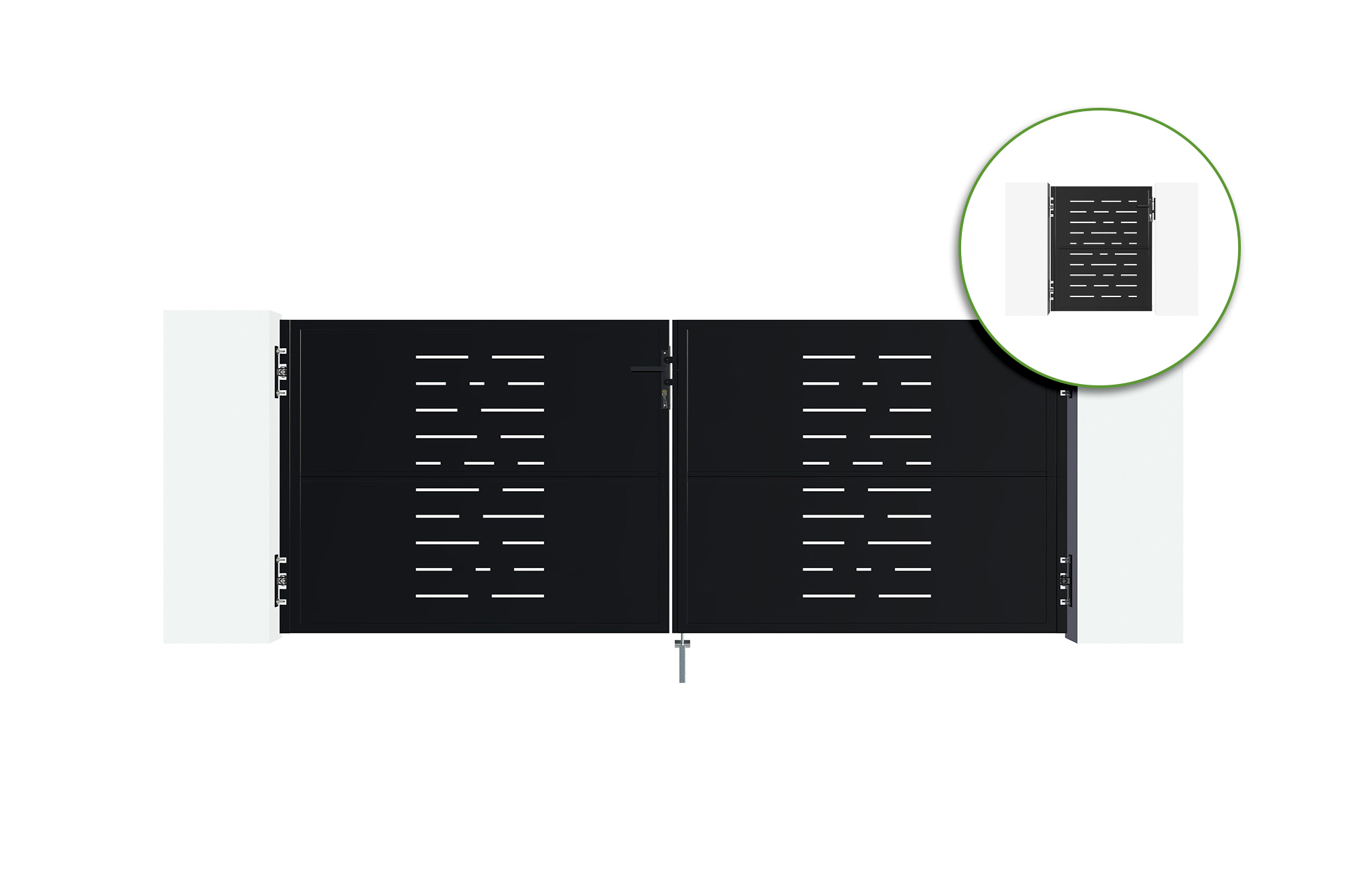 NALI ARLBERG 3m steel swing gate H.120cm matt black + H.120cm black wicket gate main image