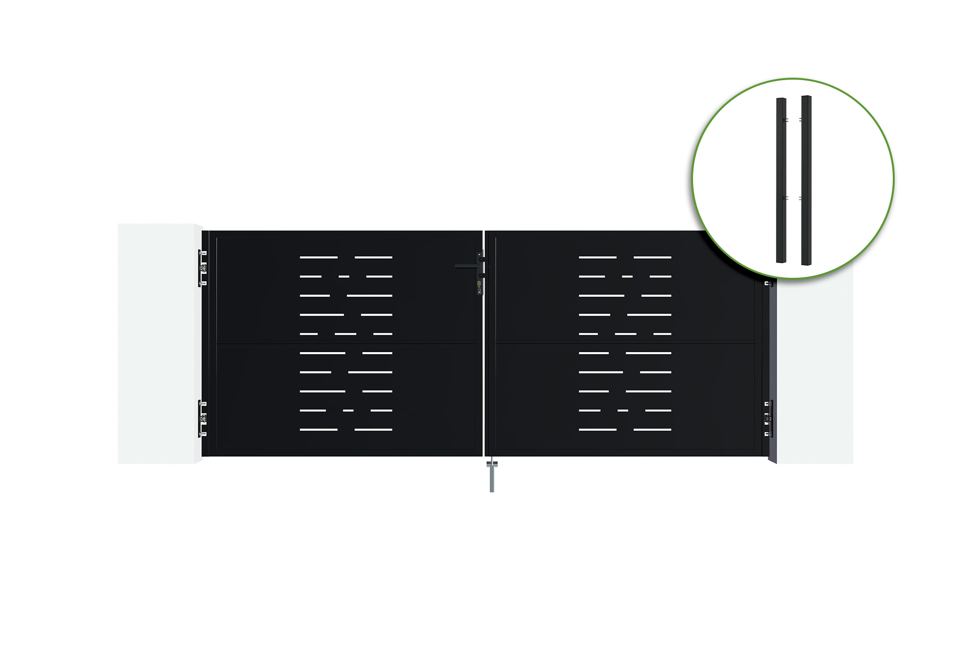 NALI ARLBERG 3m steel swing gate H.120cm matt black + 2 steel posts main image
