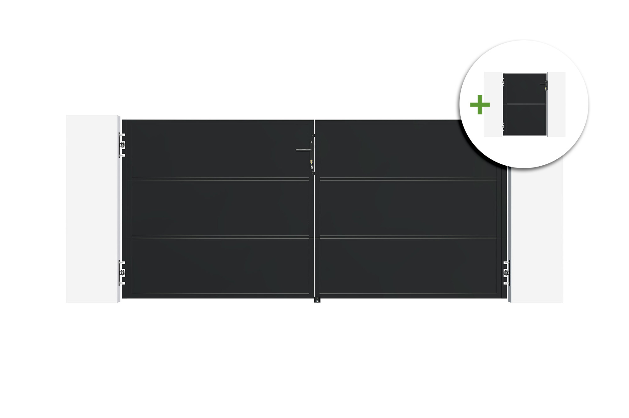 NALI 3 m plieniniai varstomi vartai, 140 cm aukščio, juodi + 140 cm aukščio pėsčiųjų varta main image