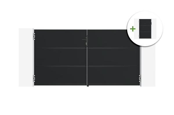 Portail battant acier 3m NALI H.160cm noir + Portillon H.160cm noir main image
