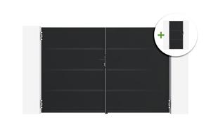 NALI 3m Steel Swing Gate, 200cm High, Black + 200cm High Pedestrian Gate main_image