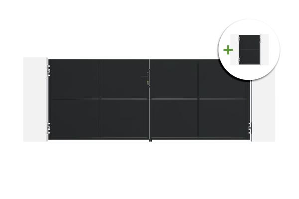 3,5 m NALI teräksinen saranaportti, 140 cm korkea, musta + 140 cm korkea jalankulkuportti, main image