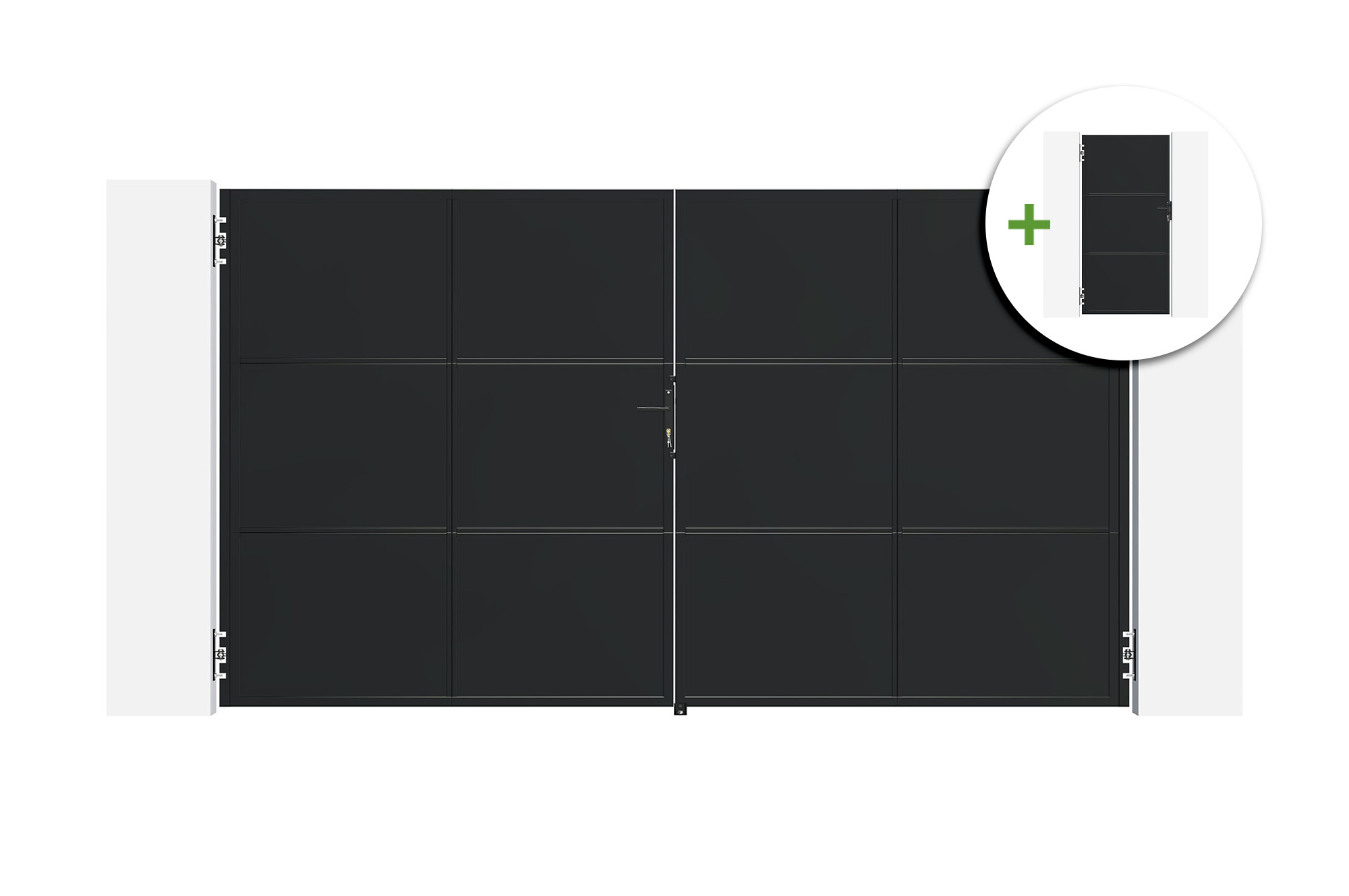 3,5 m NALI plieniniai varstomi vartai, 200 cm aukščio, juodi + 200 cm aukščio pėsčiųjų var main image