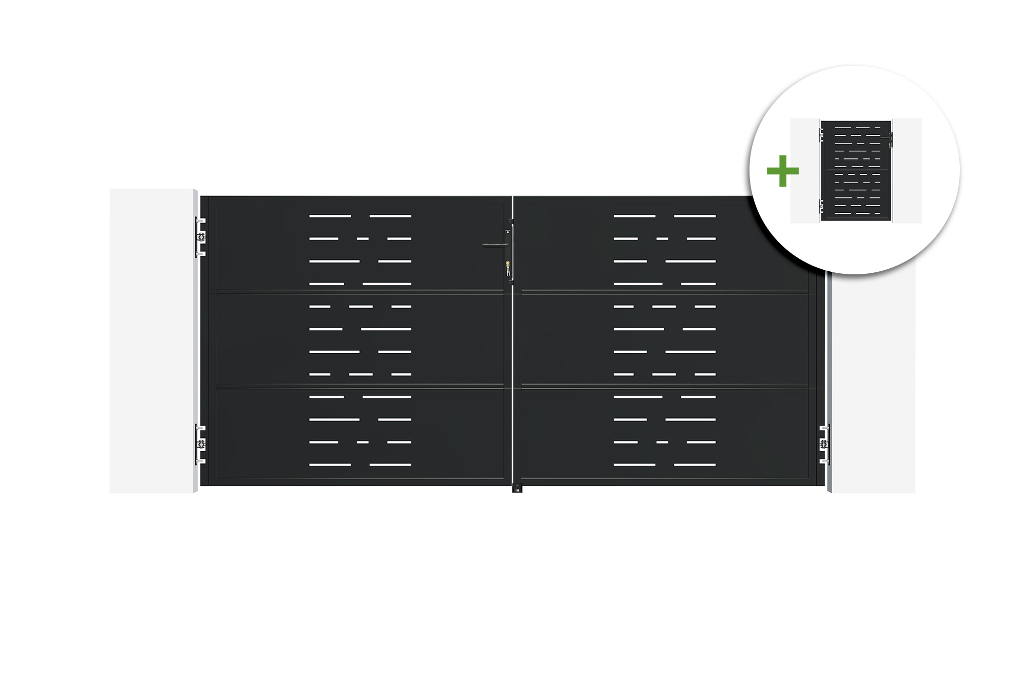 3m NALI ARLBERG svänggrind i stål, 140 cm hög, svart + 140 cm hög gånggrind, svart main image