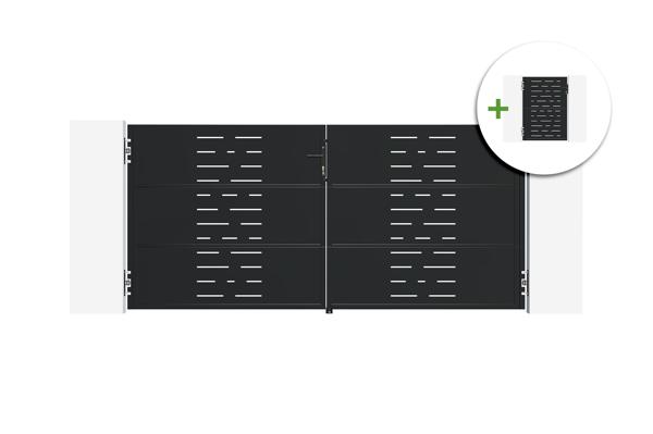 3m NALI ARLBERG steel swing gate, 140cm high, black + 140cm high pedestrian gate, black main image