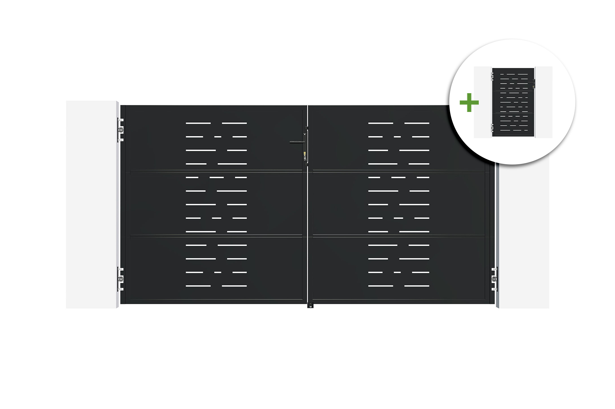 3m NALI ARLBERG stål svingport, 160 cm høj, sort + 160 cm høj gangport, sort main image