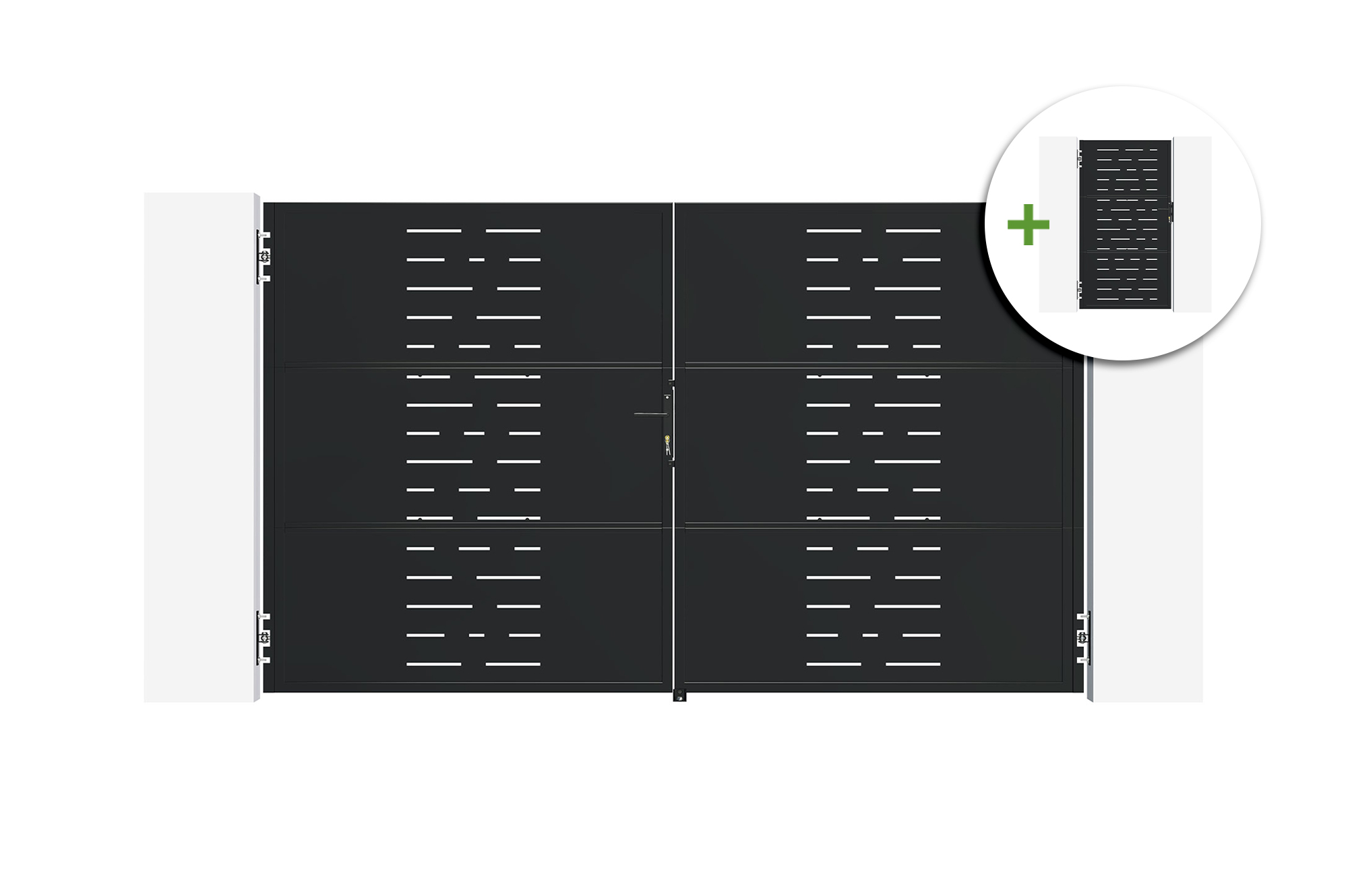Ocelová otočná brána NALI ARLBERG, 3 m, výška 180 cm, černá + pěší brána vysoká 180 cm 1