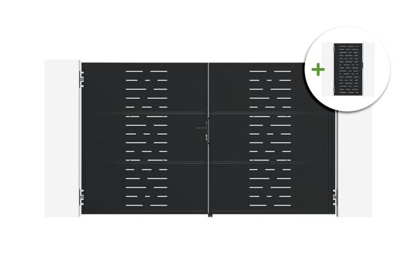 Portail battant acier 3m NALI ARLBERG H.180cm noir + Portillon H.180cm noir main image