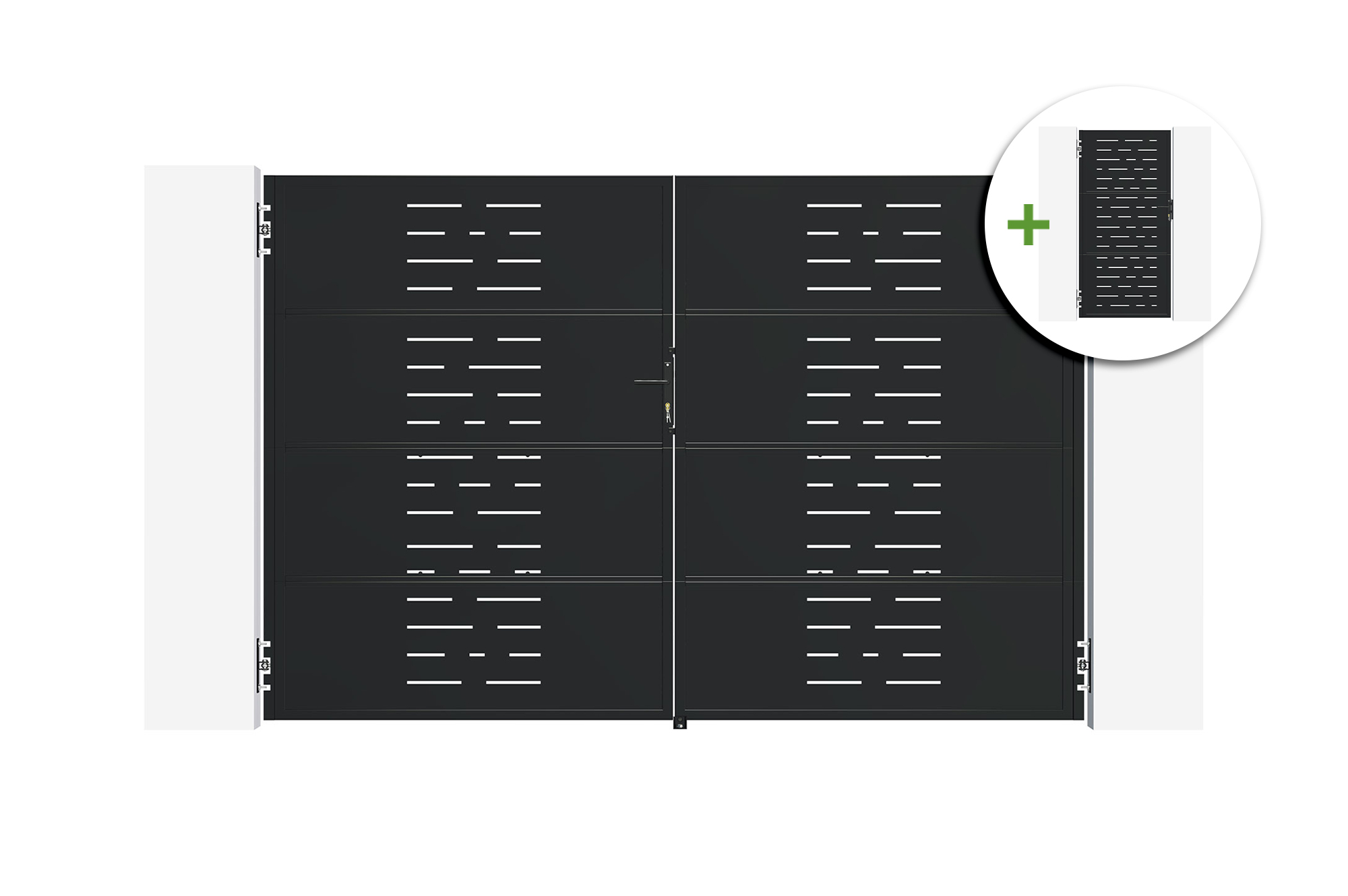 Portail battant acier 3m NALI ARLBERG H.200cm noir + Portillon H.200cm noir main image