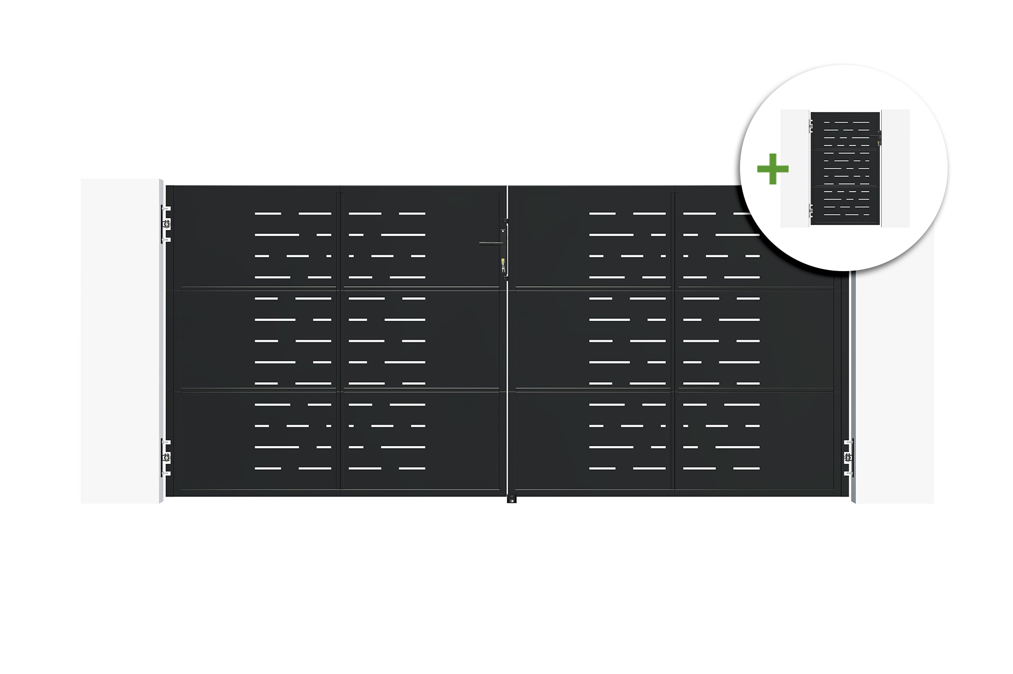 Brama skrzydłowa stalowa 3,5m NALI ARLBERG wys. 160cm czarna + furtka dla pieszych 160cm c main image