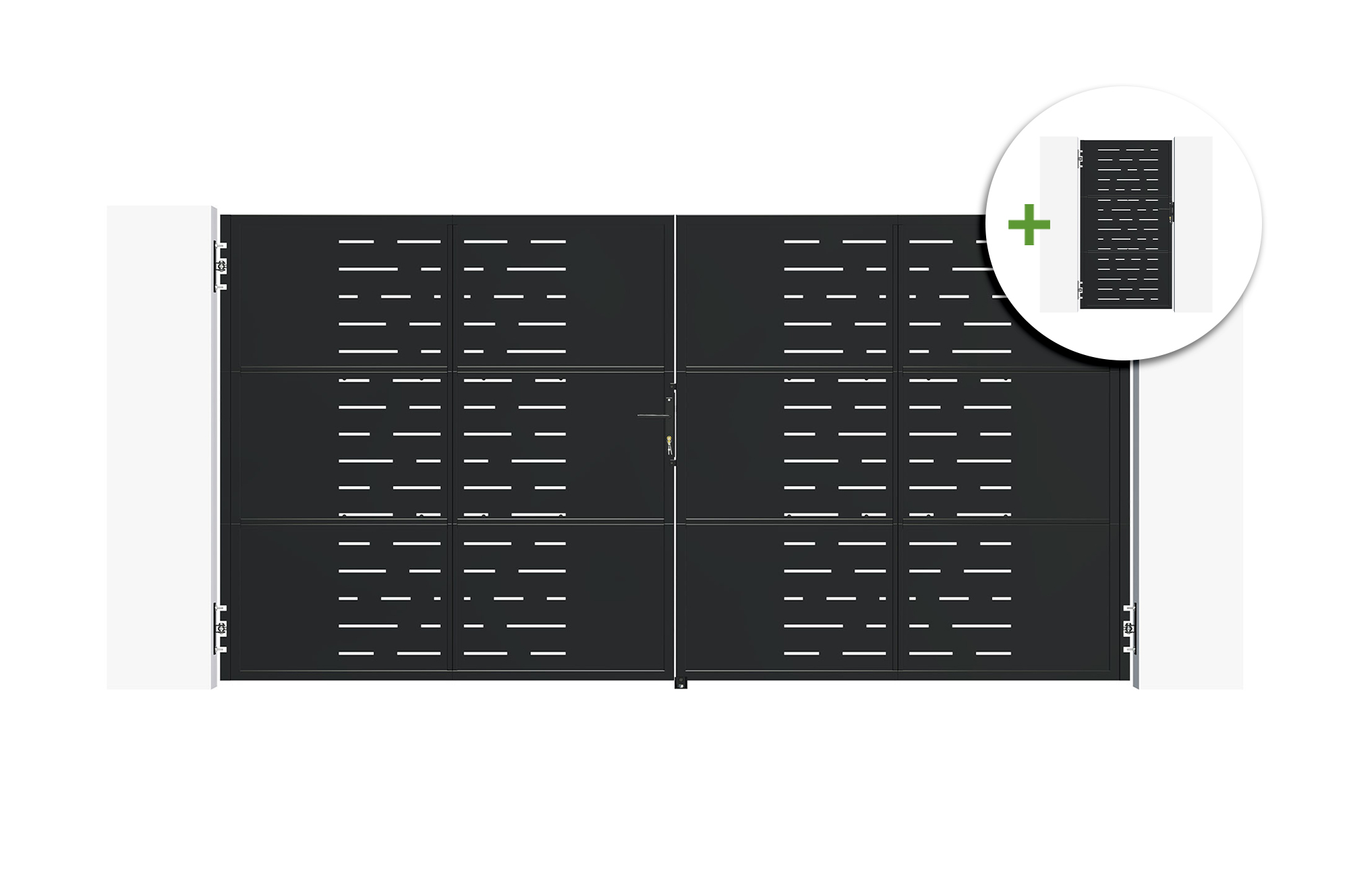 3,5m stål svingport NALI ARLBERG H.180cm sort + 180cm sort fodgængerport main image