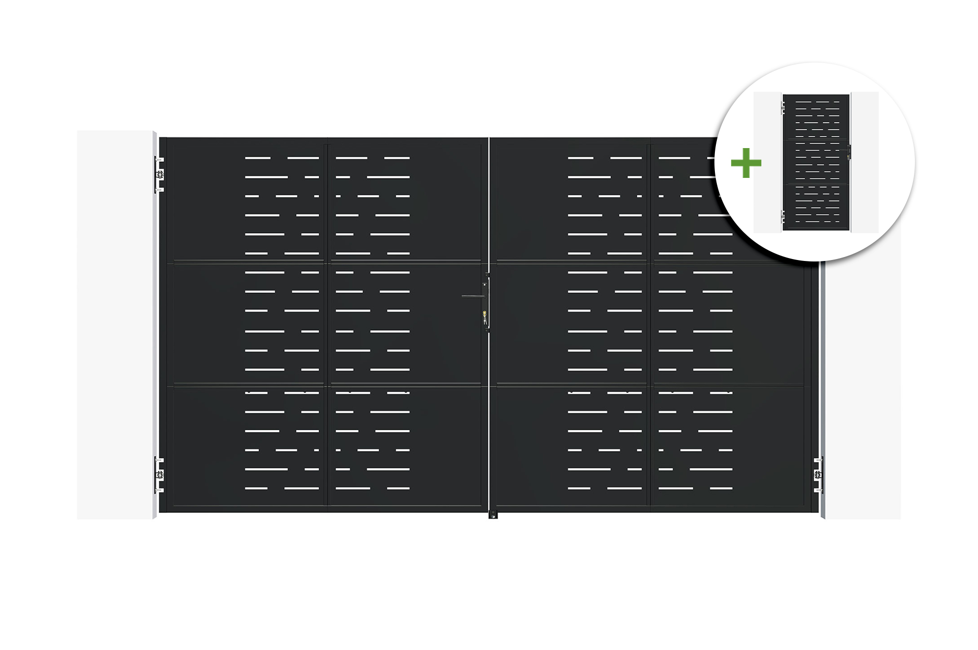 3,5 m plieniniai varstomi vartai NALI ARLBERG A.200 cm juodi + 200 cm juodi pėsčiųjų varta main image