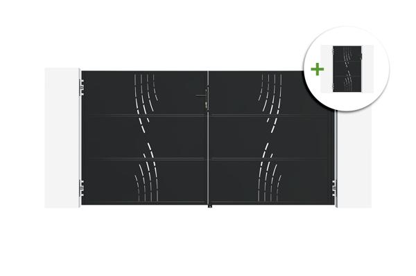 NALI VELETA 3m Steel Swing Gate, 160cm High, Black + 160cm High Pedestrian Gate main image