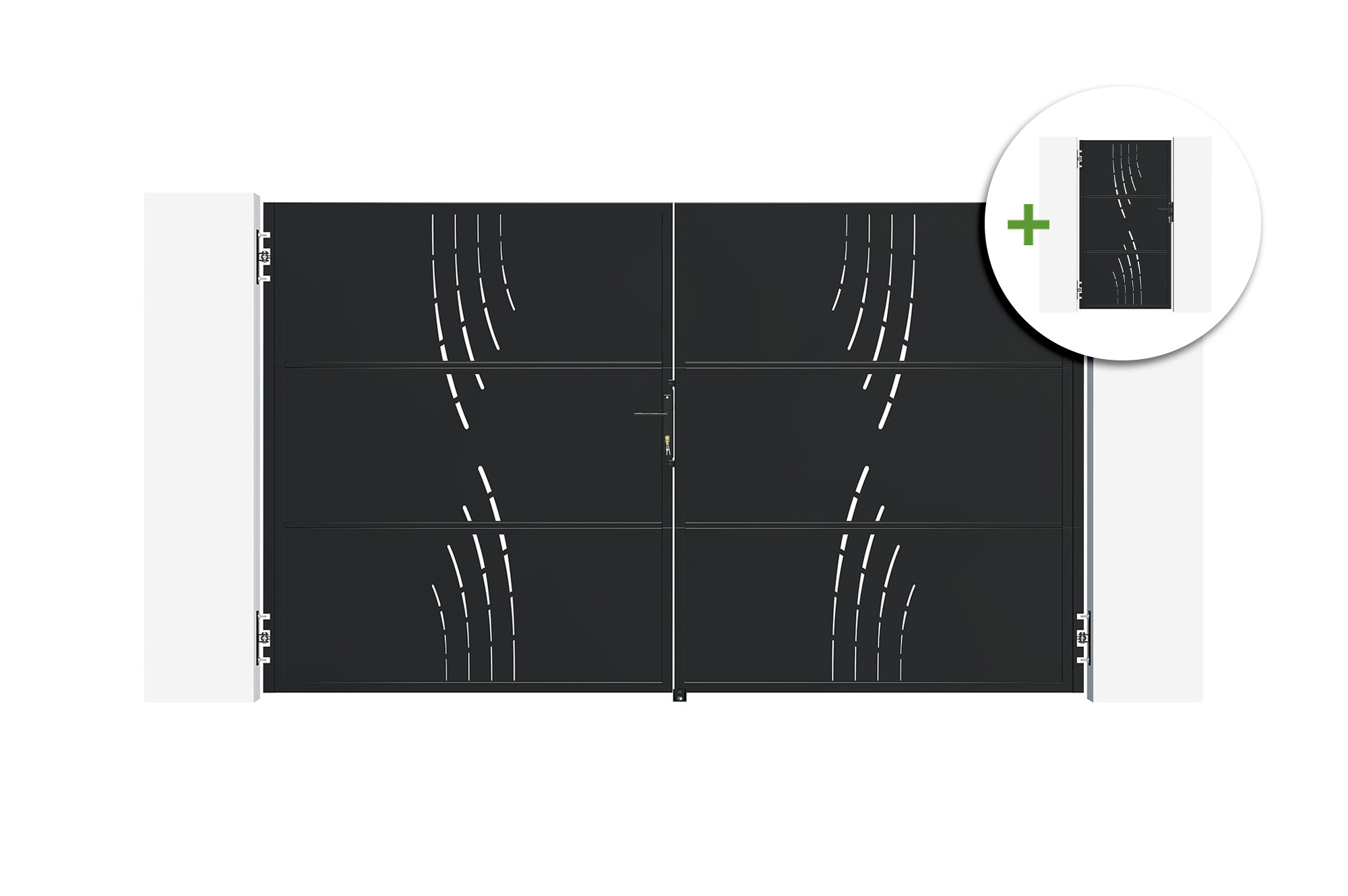 Poartă batantă din oțel NALI VELETA 3m, înălțime 180cm, neagră + poartă pietonală înălțime